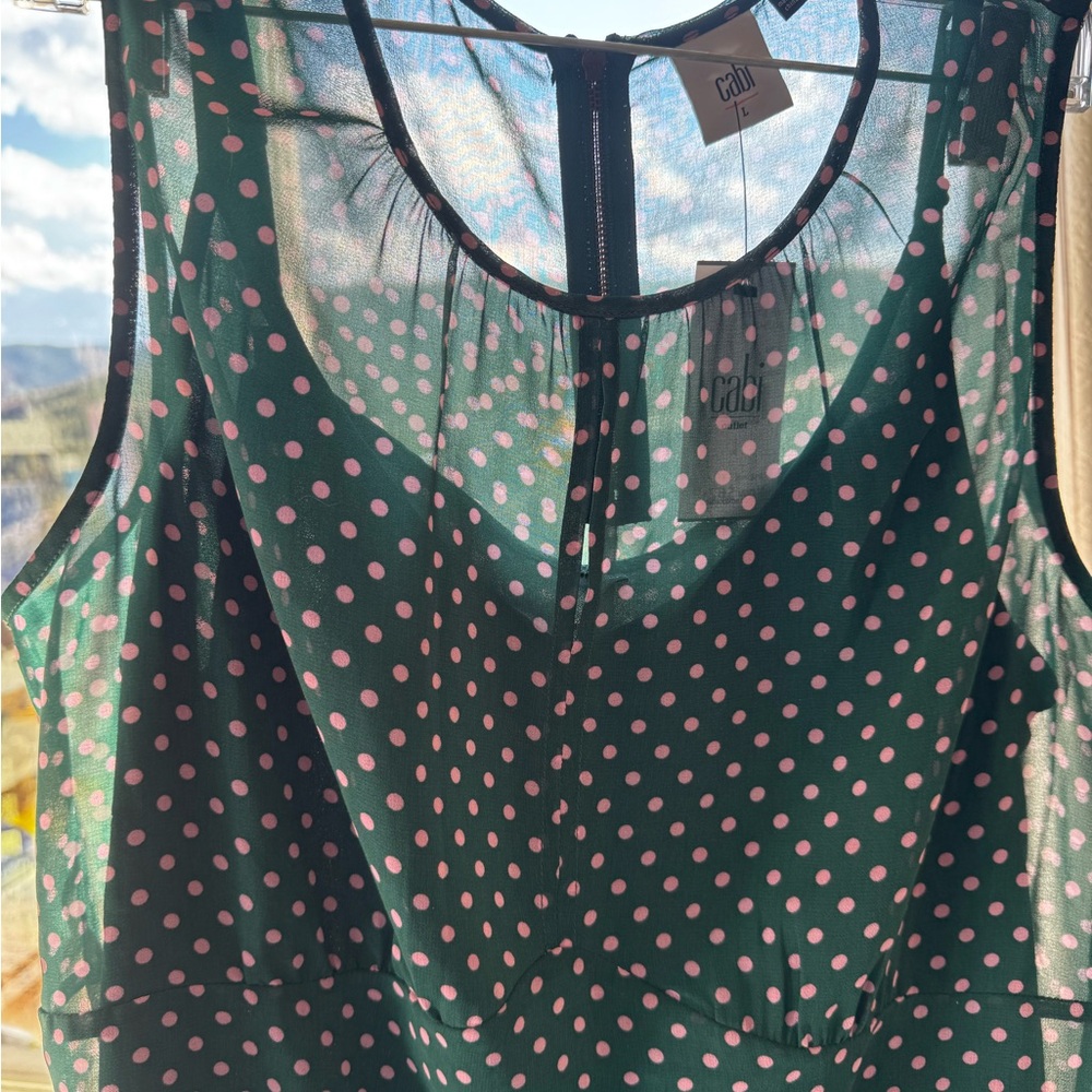 Green Polka Dot Sleeveless Top - Cabi!